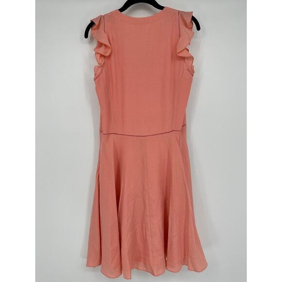 Rebecca Taylor Silk Flutter A-Line Dress Size 4 peach - Picture 7 of 11